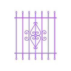 Buildings Window Security Bars Ornate Sticker Outline Svg File, Free Vectors File